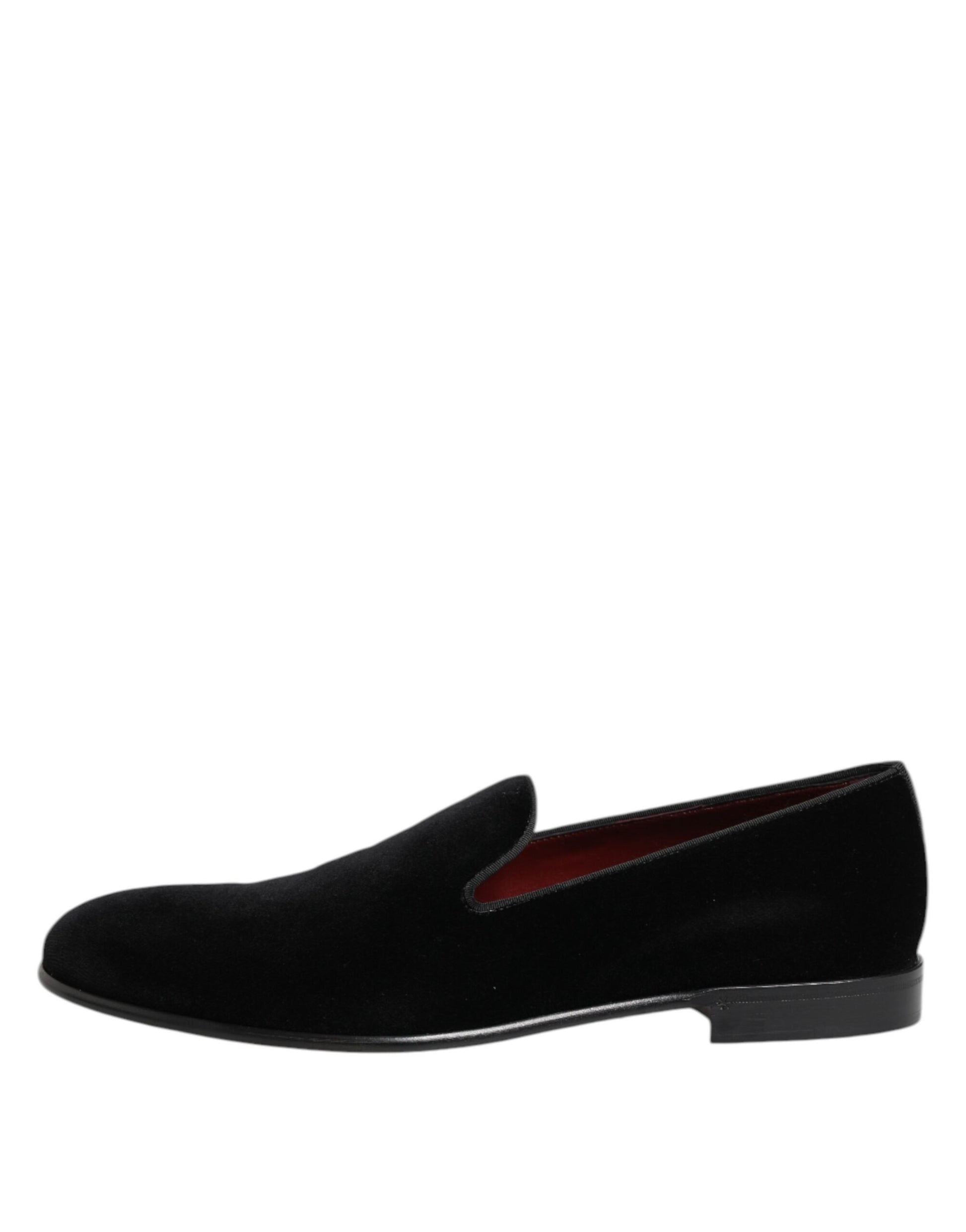 Dolce & Gabbana Black Velvet Slip On Loafers Men Formal Shoes - ClickThatClicks 