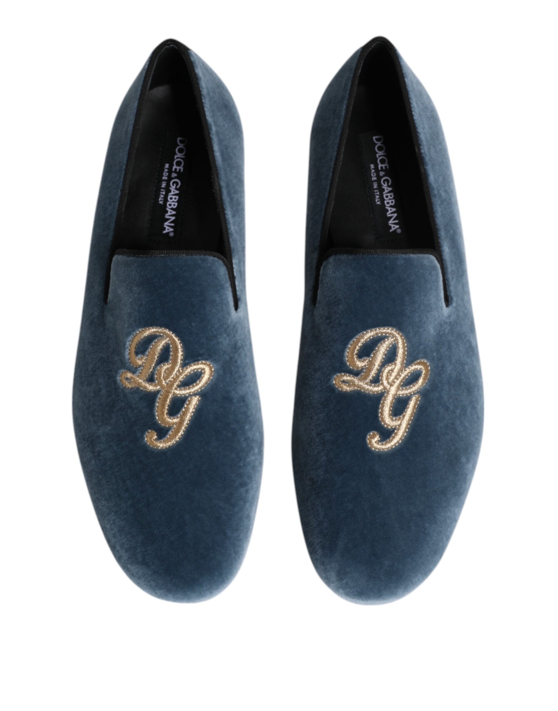 Dolce & Gabbana Blue Velvet DG Logo Loafers Formal Shoes - ClickThatClicks 