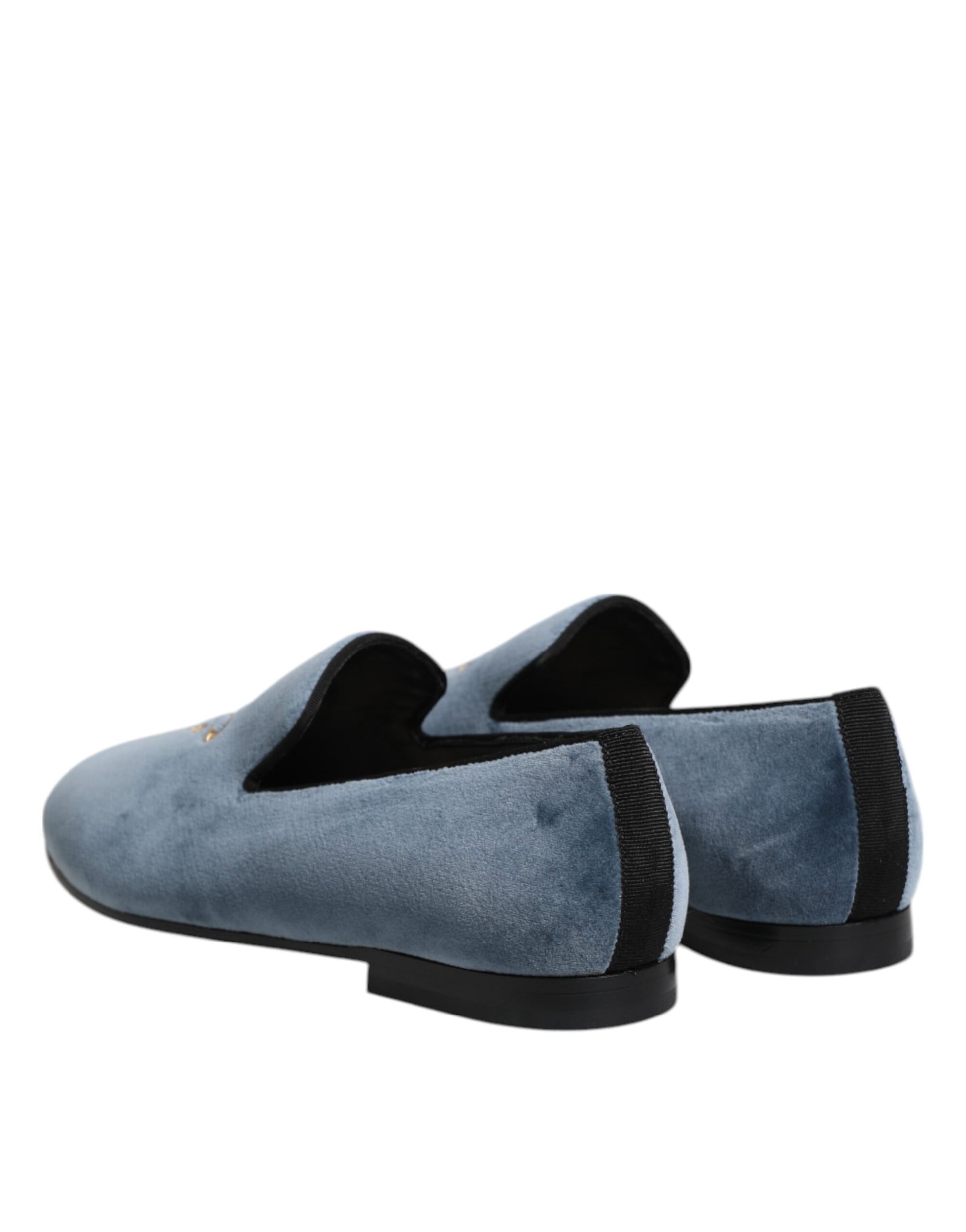 Dolce & Gabbana Blue Velvet DG Logo Loafers Formal Shoes - ClickThatClicks 