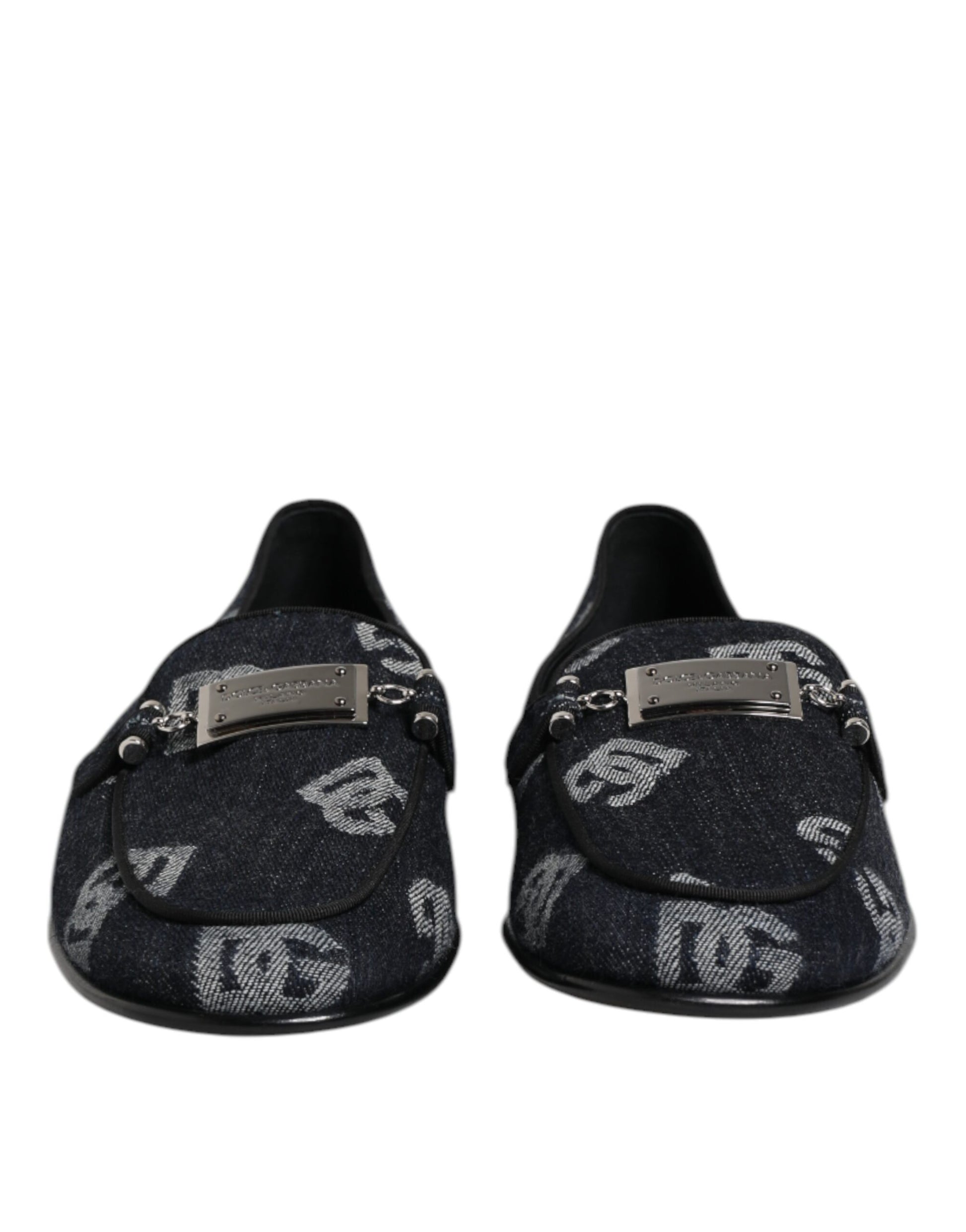 Dolce & Gabbana Blue Logo Cotton Loafers Formal Dress Shoes - ClickThatClicks 