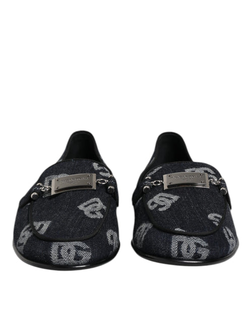Dolce & Gabbana Blue Logo Cotton Loafers Formal Dress Shoes - ClickThatClicks 