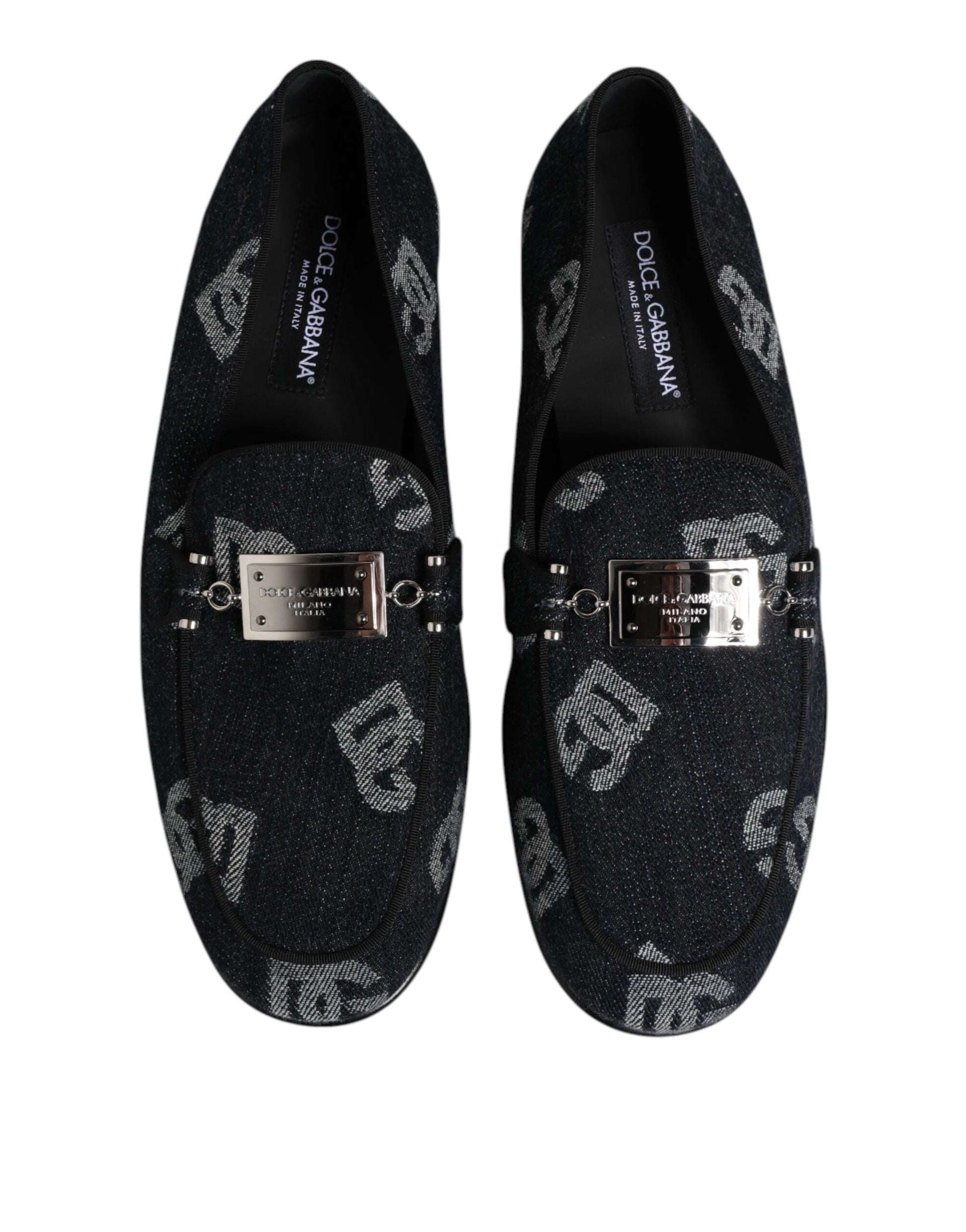Dolce & Gabbana Blue Logo Cotton Loafers Formal Dress Shoes - ClickThatClicks 