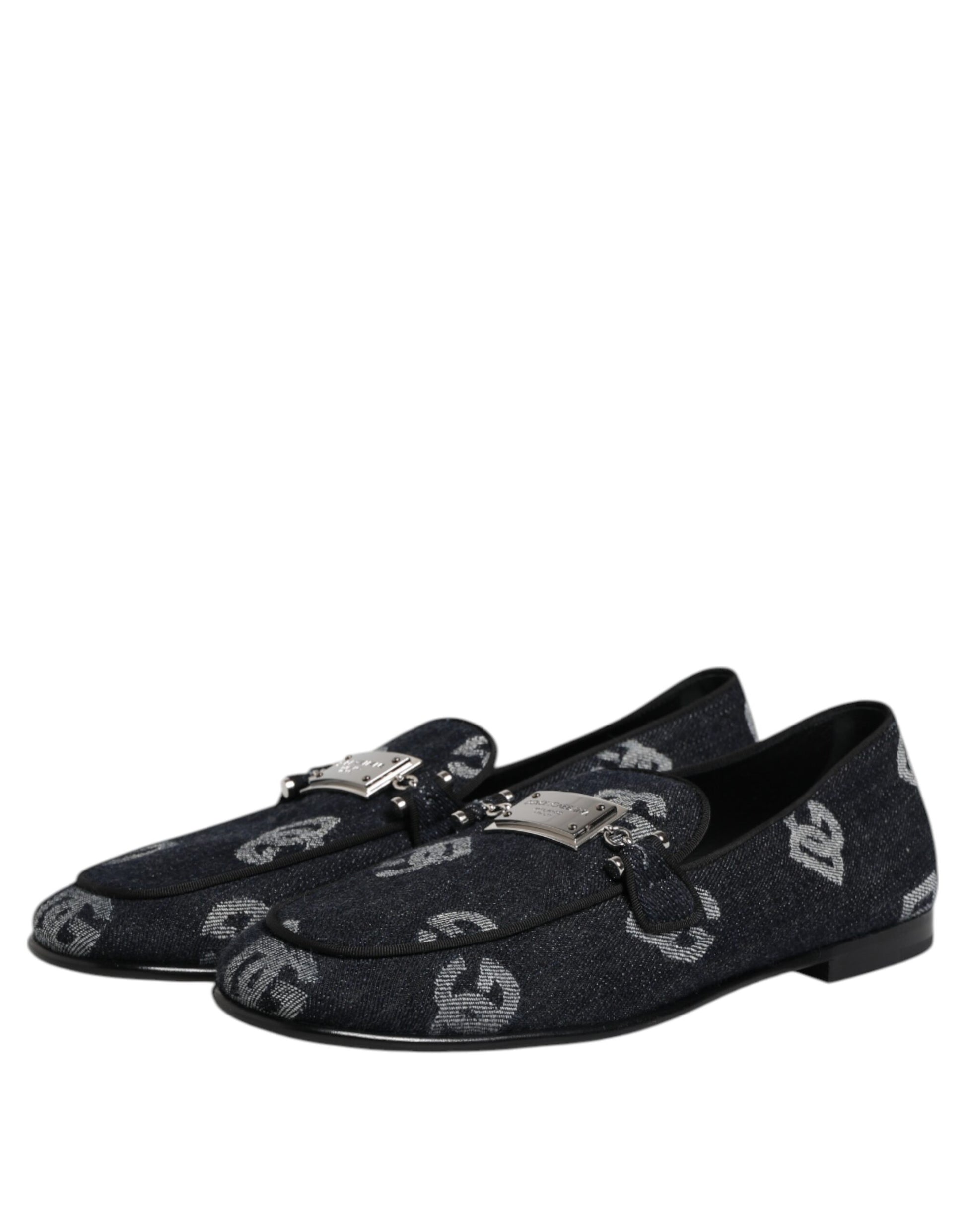 Dolce & Gabbana Blue Logo Cotton Loafers Formal Dress Shoes - ClickThatClicks 