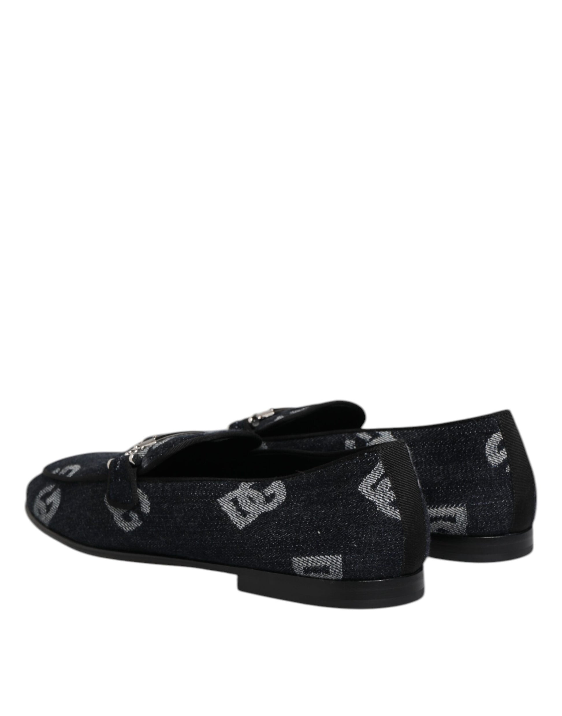Dolce & Gabbana Blue Logo Cotton Loafers Formal Dress Shoes - ClickThatClicks 
