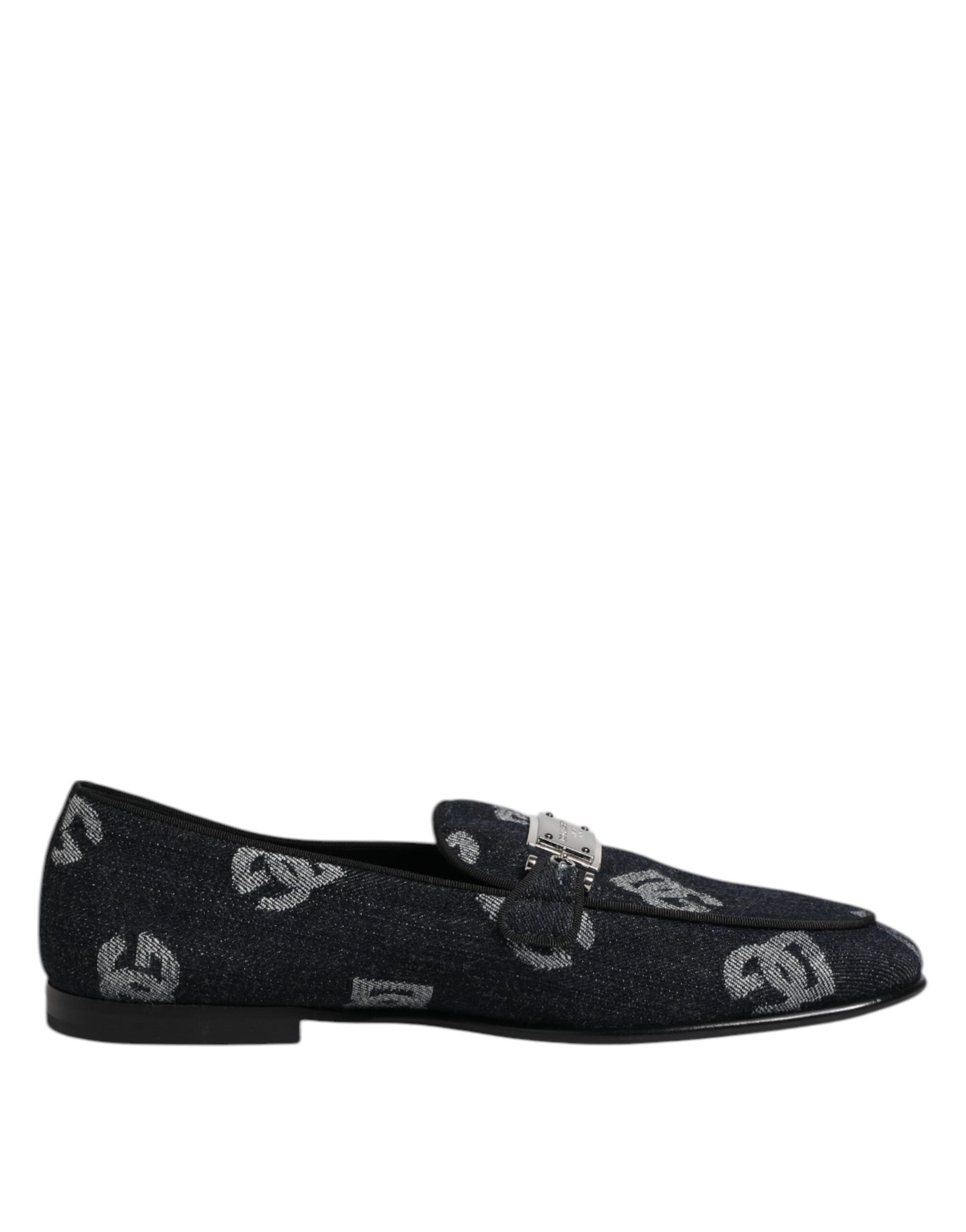 Dolce & Gabbana Blue Logo Cotton Loafers Formal Dress Shoes - ClickThatClicks 