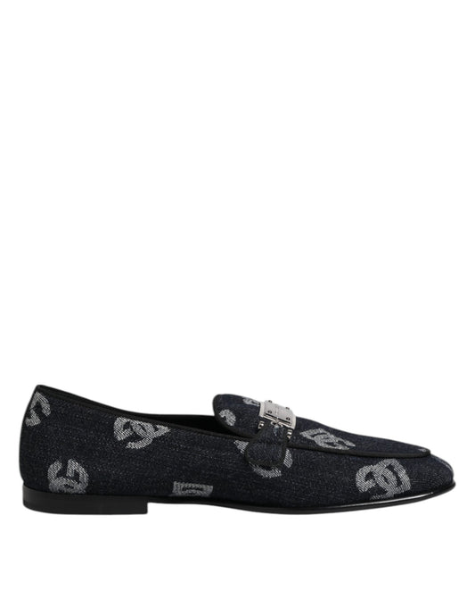 Dolce & Gabbana Blue Logo Cotton Loafers Formal Dress Shoes - ClickThatClicks 