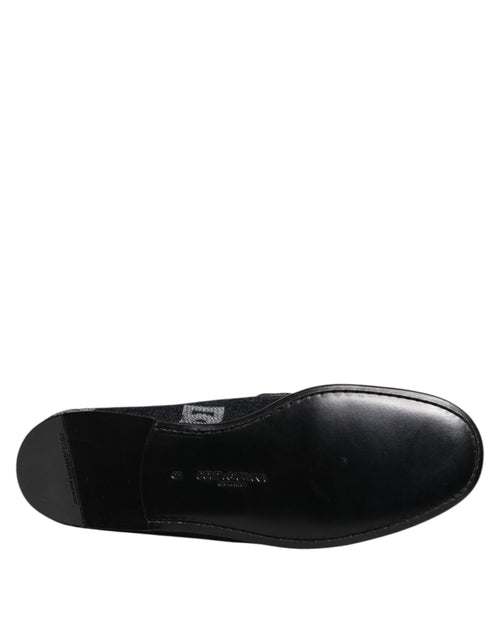 Dolce & Gabbana Blue Logo Cotton Loafers Formal Dress Shoes - ClickThatClicks 