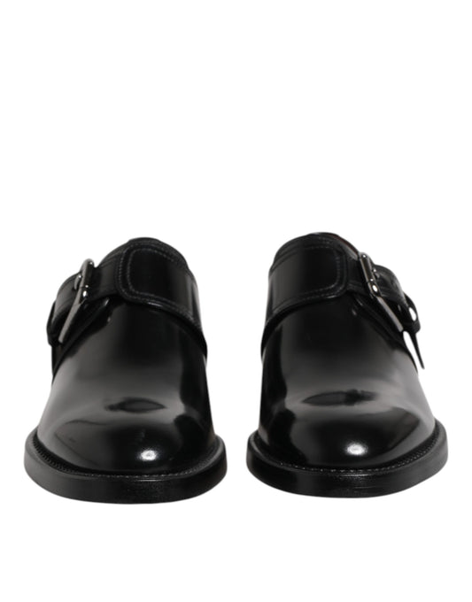 Dolce & Gabbana Black Leather Monk Strap Derby Formal Shoes - ClickThatClicks 