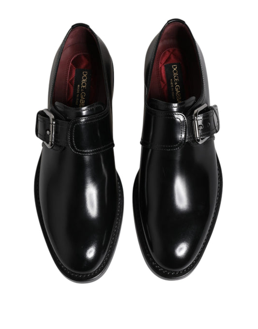 Dolce & Gabbana Black Leather Monk Strap Derby Formal Shoes - ClickThatClicks 