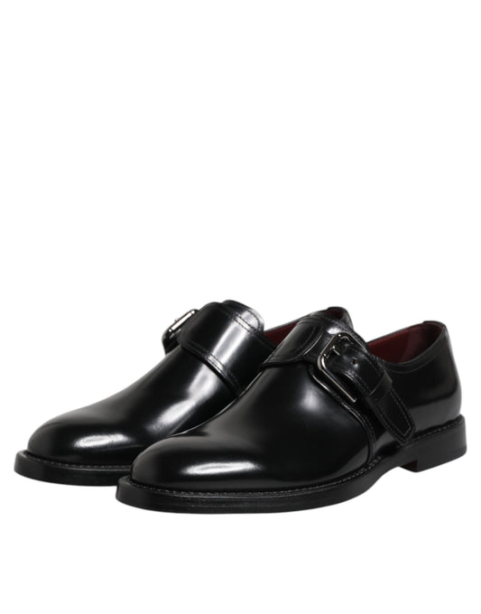 Dolce & Gabbana Black Leather Monk Strap Derby Formal Shoes - ClickThatClicks 