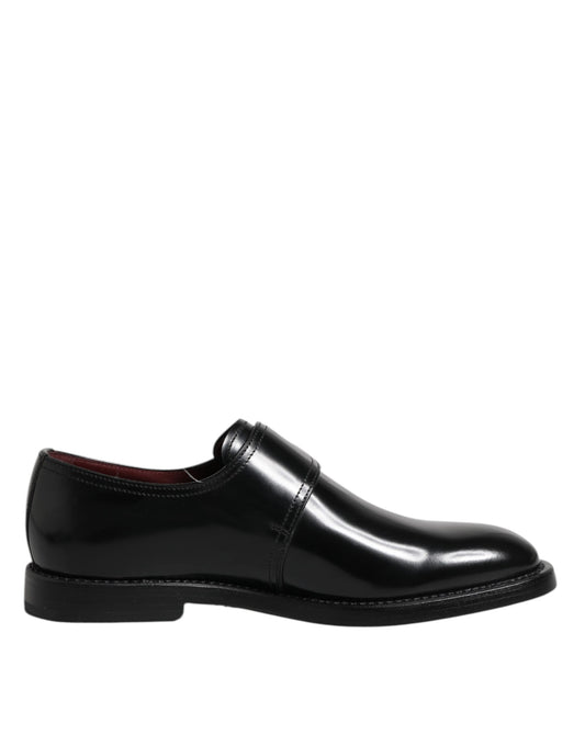 Dolce & Gabbana Black Leather Monk Strap Derby Formal Shoes - ClickThatClicks 