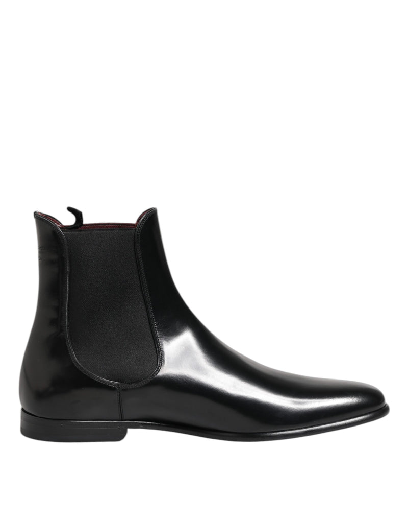 Dolce & Gabbana Black Chelsea Slip On Mid Calf Boots Shoes