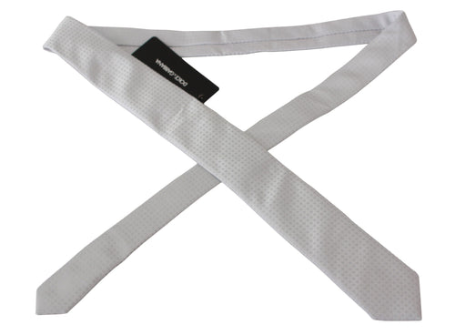 Dolce & Gabbana White Patterned Classic Mens Slim Necktie Tie - ClickThatClicks 