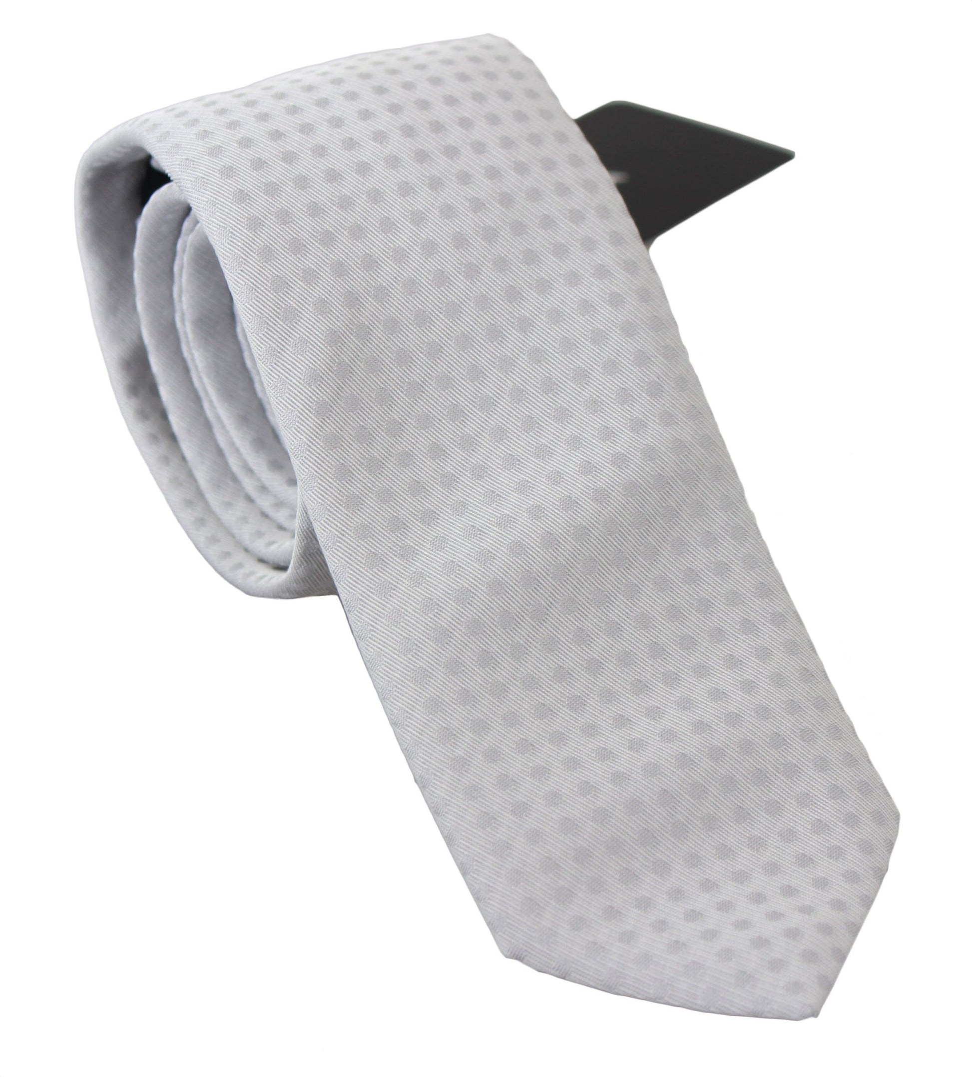 Dolce & Gabbana White Patterned Classic Mens Slim Necktie Tie - ClickThatClicks 