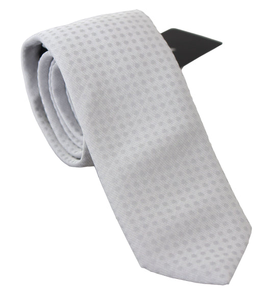 Dolce & Gabbana White Patterned Classic Mens Slim Necktie Tie - ClickThatClicks 