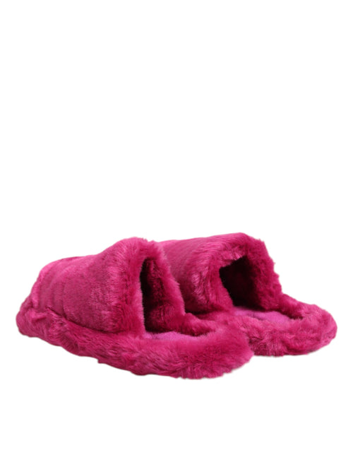 Dolce & Gabbana Pink Acrylic Faux Fur Mens Flats Sandals Shoes - ClickThatClicks 
