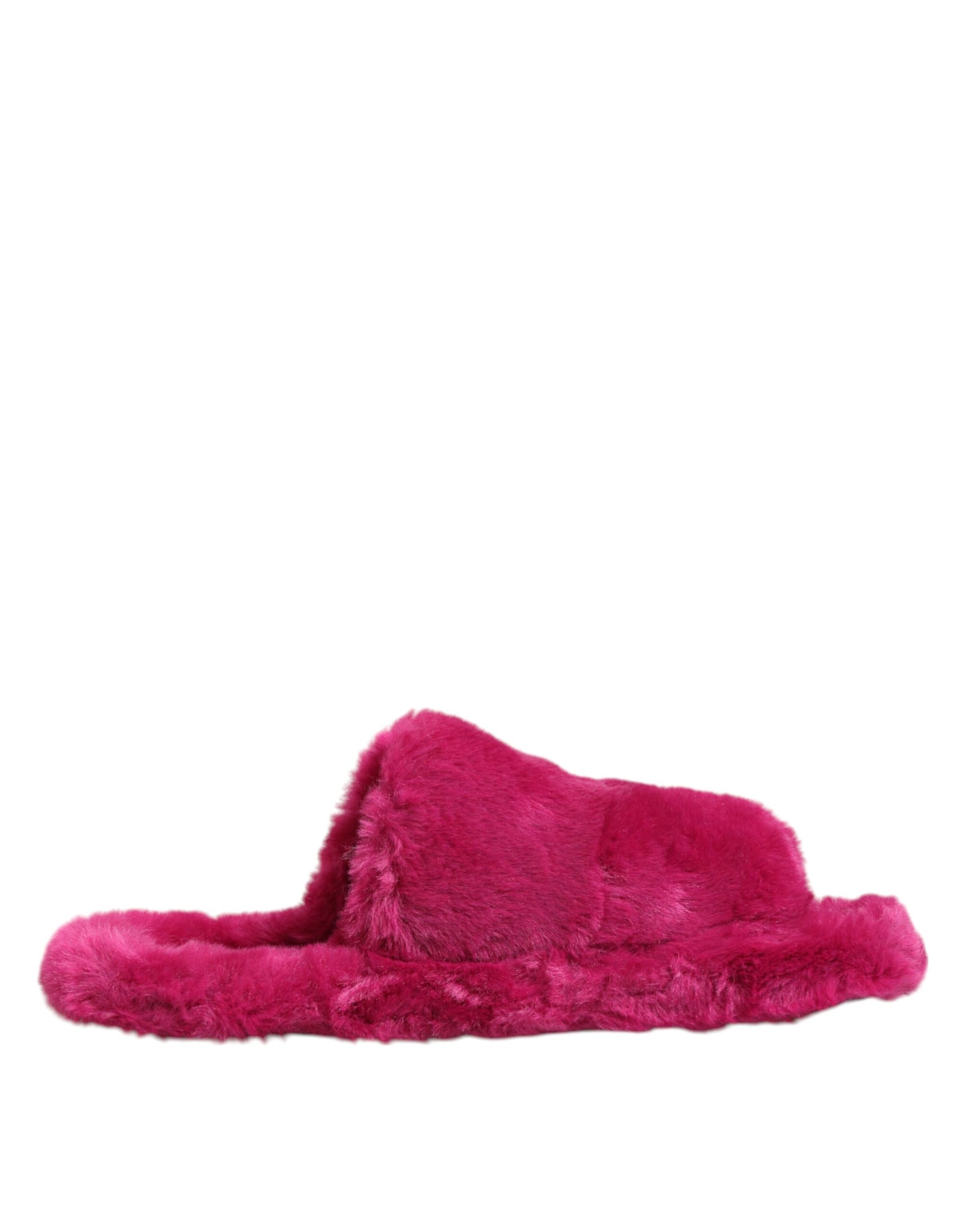 Dolce & Gabbana Pink Acrylic Faux Fur Mens Flats Sandals Shoes - ClickThatClicks 