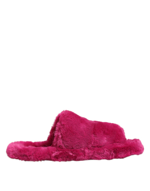 Dolce & Gabbana Pink Acrylic Faux Fur Mens Flats Sandals Shoes - ClickThatClicks 