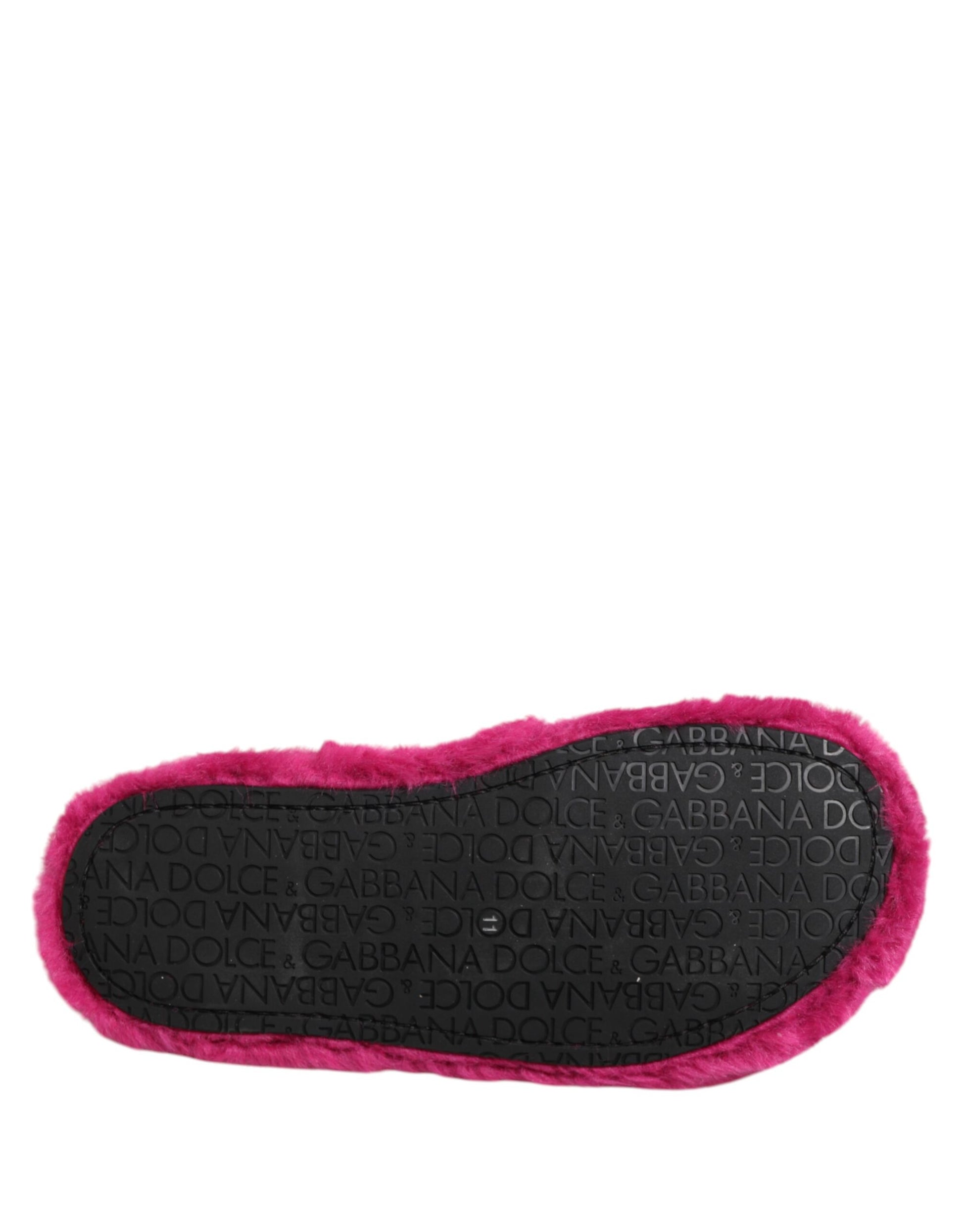 Dolce & Gabbana Pink Acrylic Faux Fur Mens Flats Sandals Shoes - ClickThatClicks 