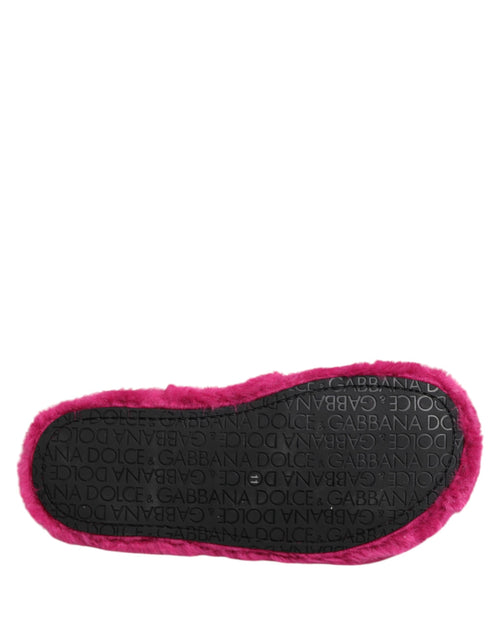 Dolce & Gabbana Pink Acrylic Faux Fur Mens Flats Sandals Shoes - ClickThatClicks 