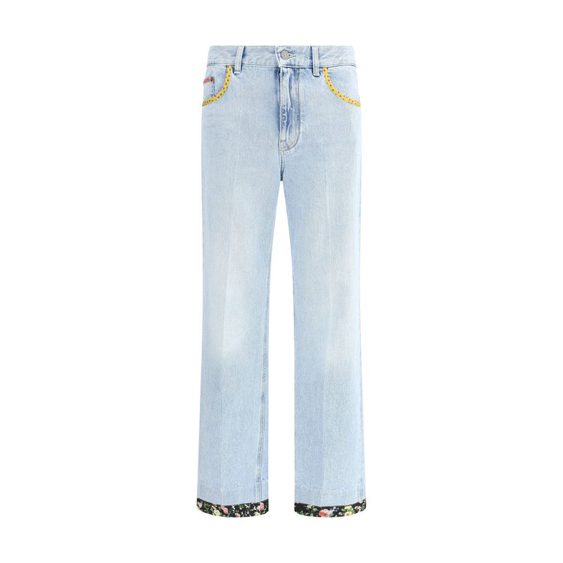 Valentino Light Blue Cotton Straight-Leg Jeans