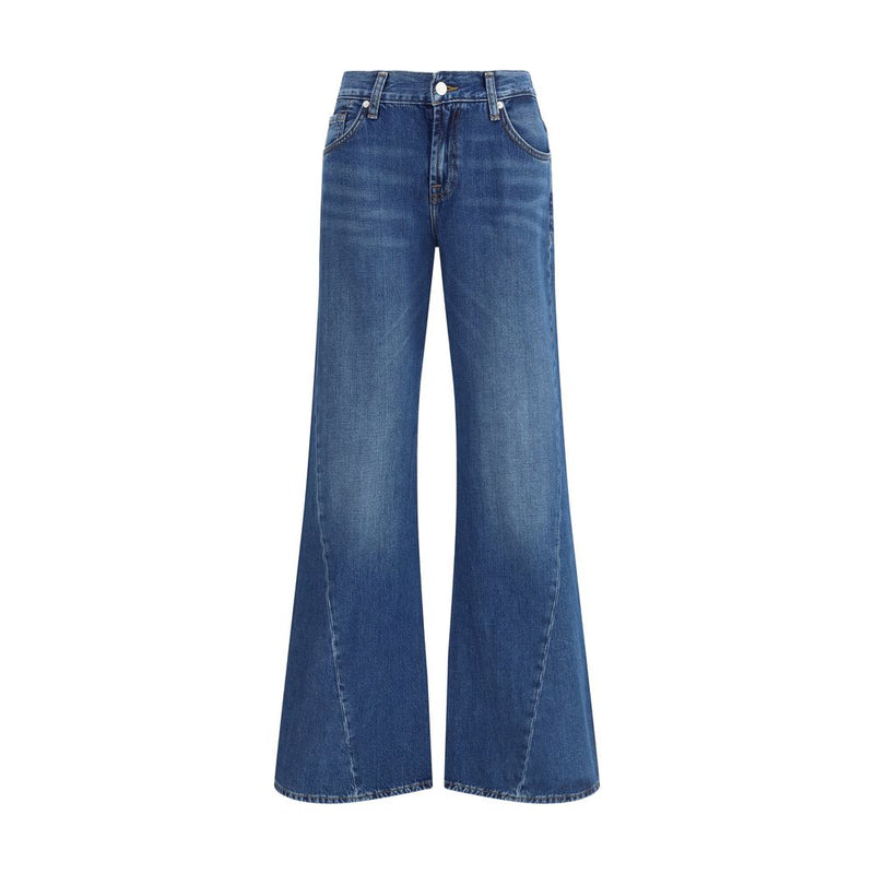 7FOR Blue Cotton Flared Jeans