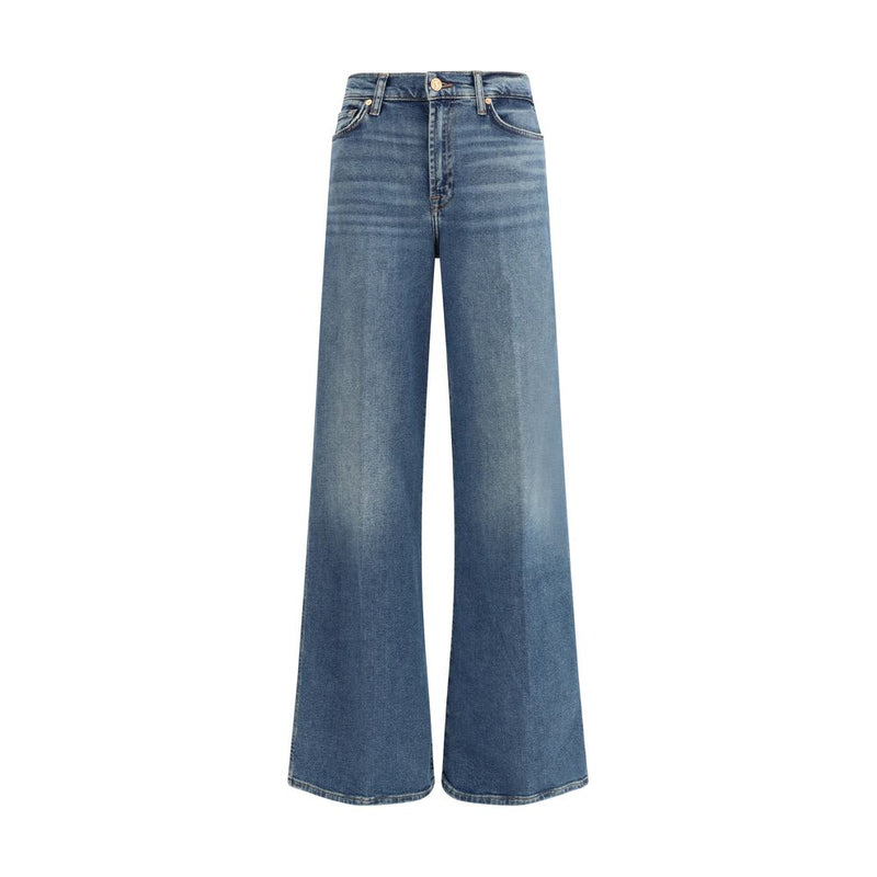 7FOR Blue Cotton Flared Jeans