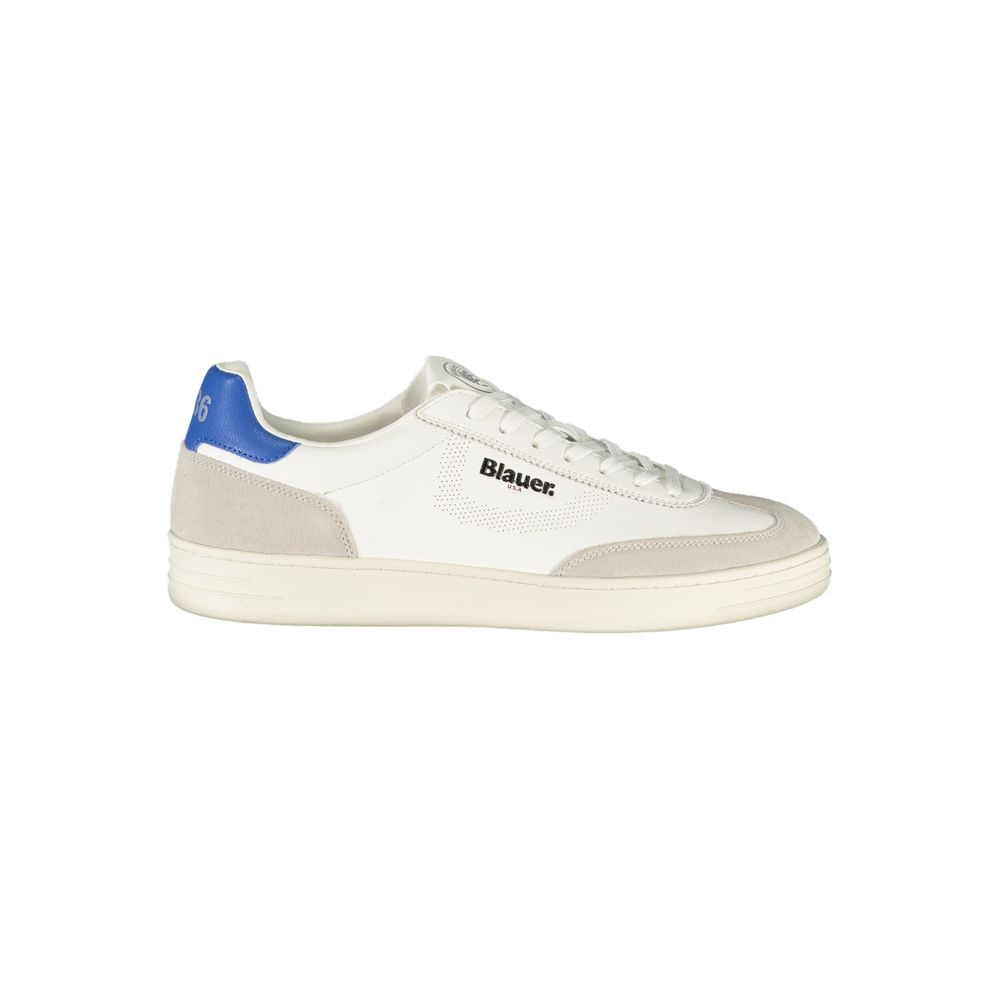 Blauer White Polyurethane Men's Sneaker - ClickThatClicks 