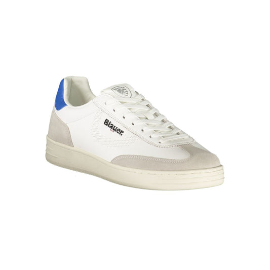 Blauer White Polyurethane Men's Sneaker - ClickThatClicks 