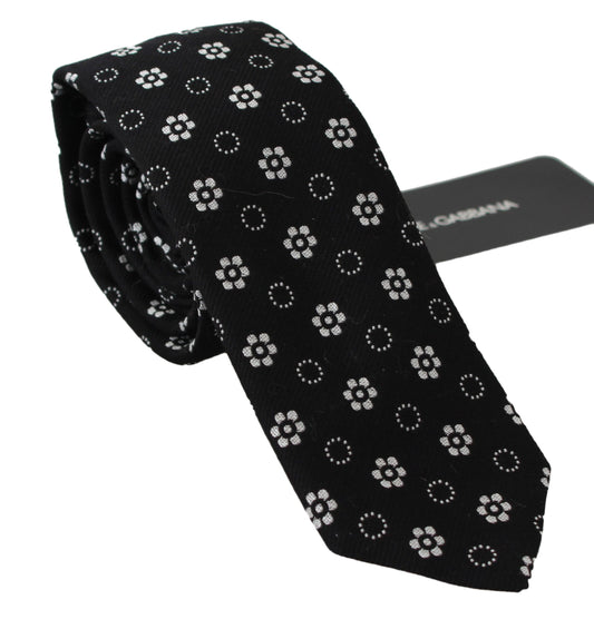 Dolce & Gabbana Black 100% Silk Floral Print Print Classic Tie - ClickThatClicks 