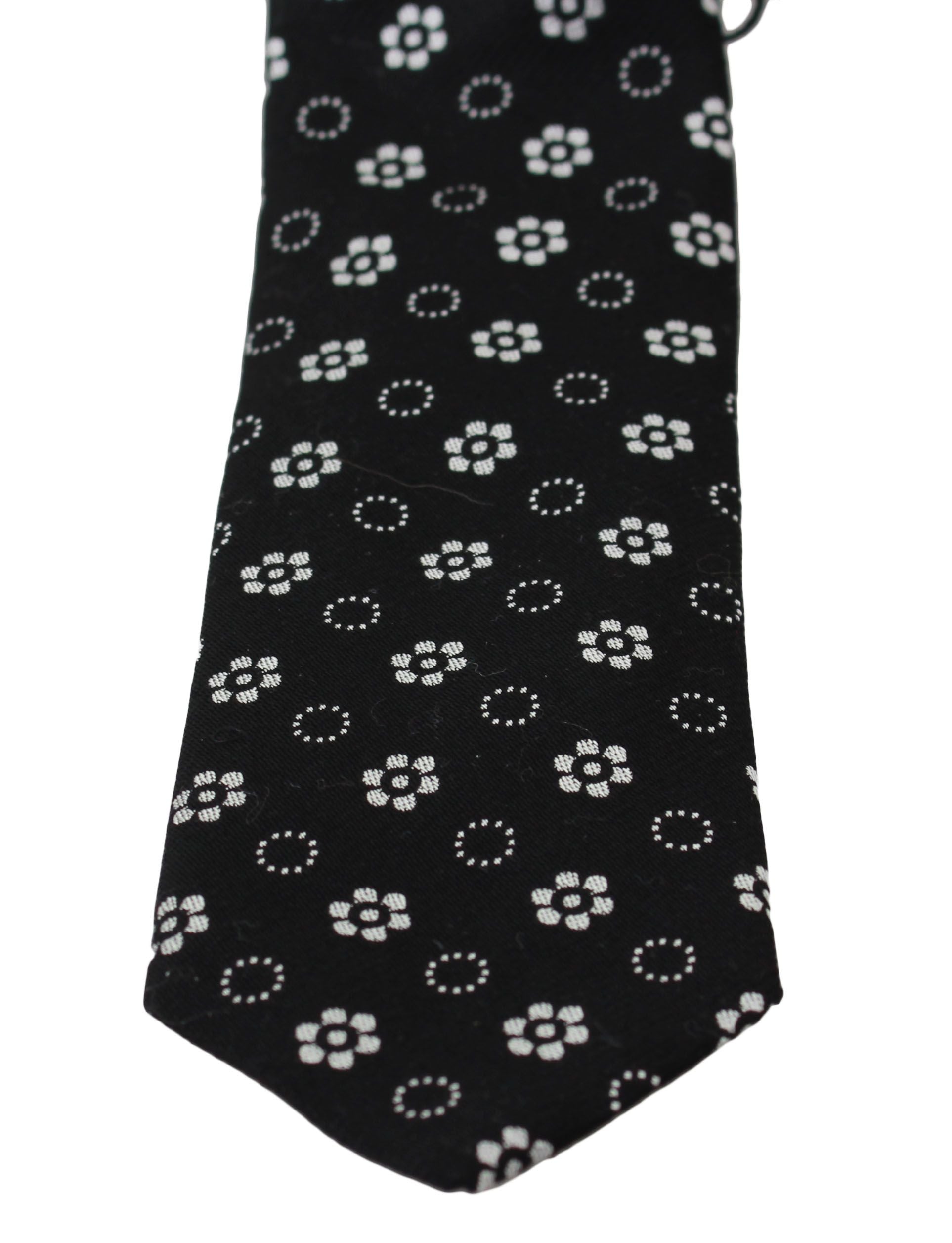 Dolce & Gabbana Black 100% Silk Floral Print Print Classic Tie - ClickThatClicks 