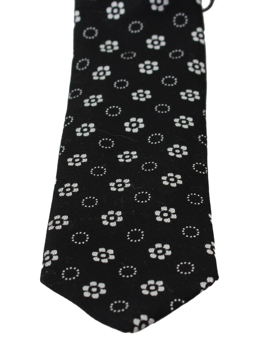 Dolce & Gabbana Black 100% Silk Floral Print Print Classic Tie - ClickThatClicks 