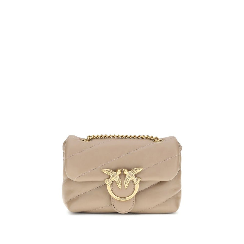 PINKO Beige Calf Leather Bos Taurus Shoulder Bag