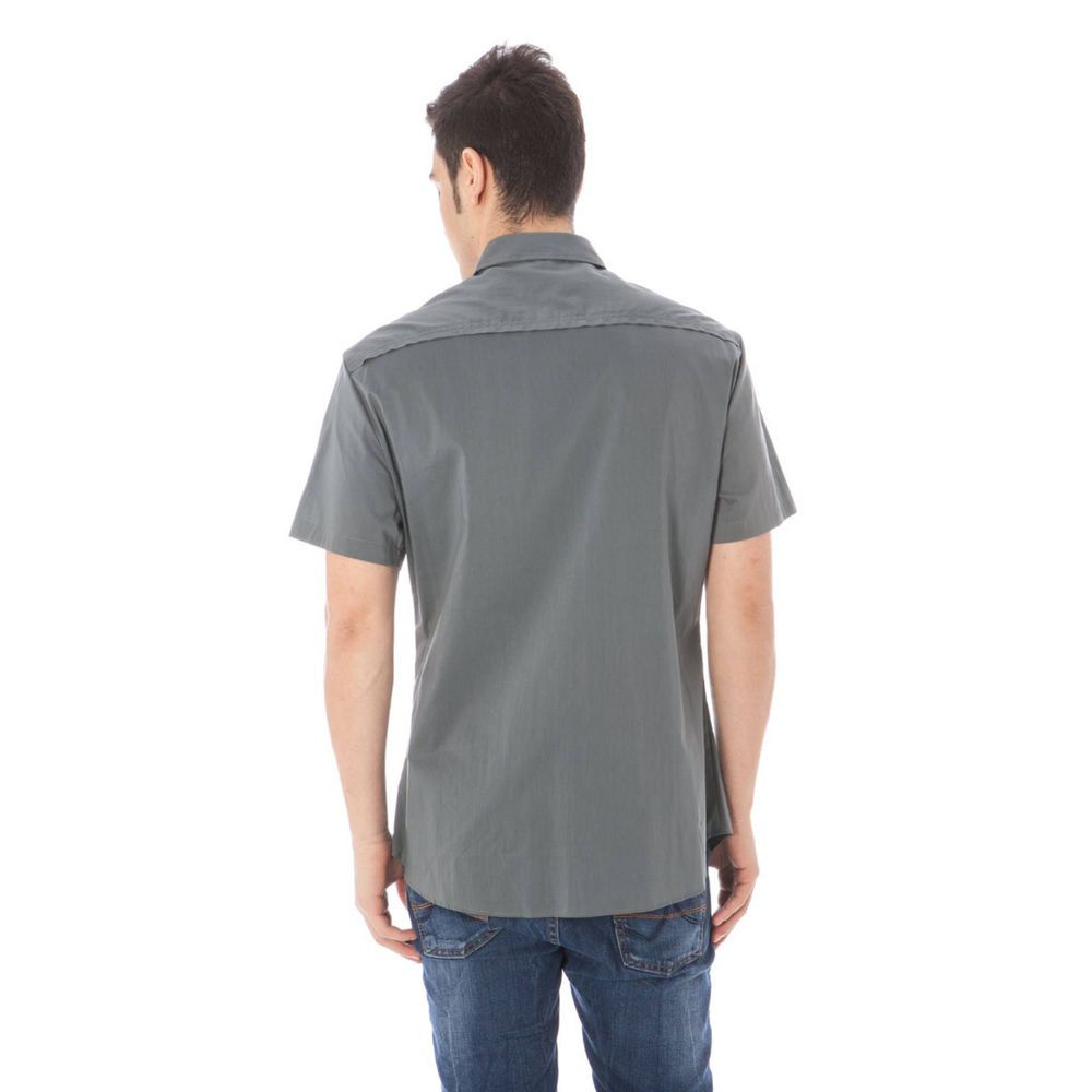 Costume National "Gray Cotton Men's Shirt with Italian Collar" - ClickThatClicks 