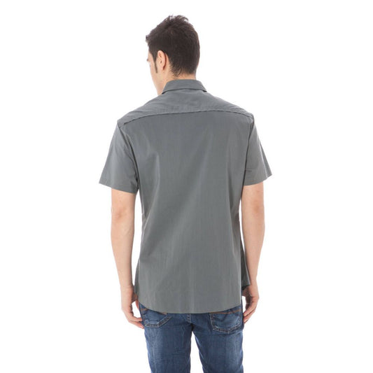 Costume National "Gray Cotton Men's Shirt with Italian Collar" - ClickThatClicks 