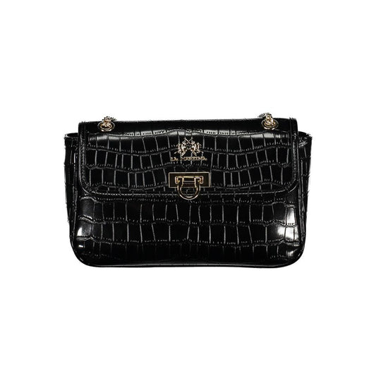 La Martina Nero Poliuretano Women Shoulder Bag - ClickThatClicks 