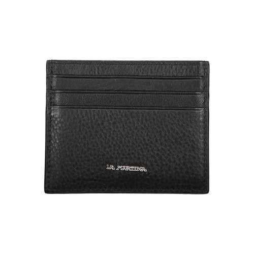 La Martina Black Leather Men Wallet Holder - ClickThatClicks 