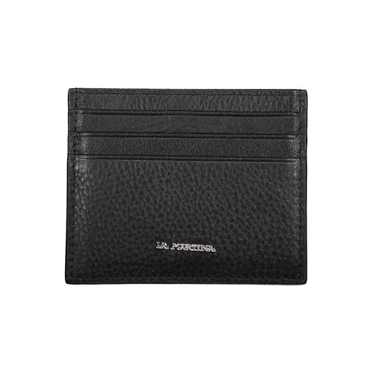 La Martina Black Leather Men Wallet Holder - ClickThatClicks 