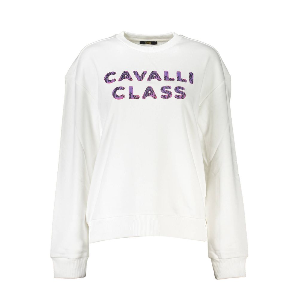 Cavalli Class Bianco Cotton Women Sweatshirt - ClickThatClicks 