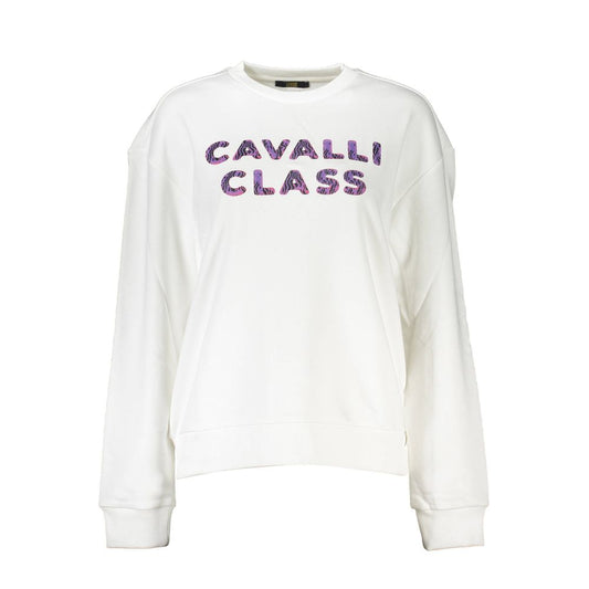 Cavalli Class Bianco Cotton Women Sweatshirt - ClickThatClicks 