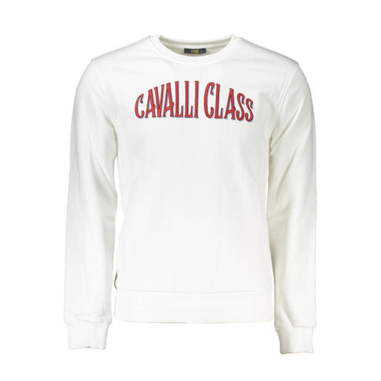 Cavalli Class Bianco Cotton Men Sweatshirt - ClickThatClicks 