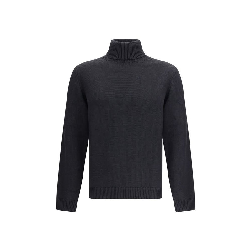 Roberto Collina Black Merino Wool Turtleneck