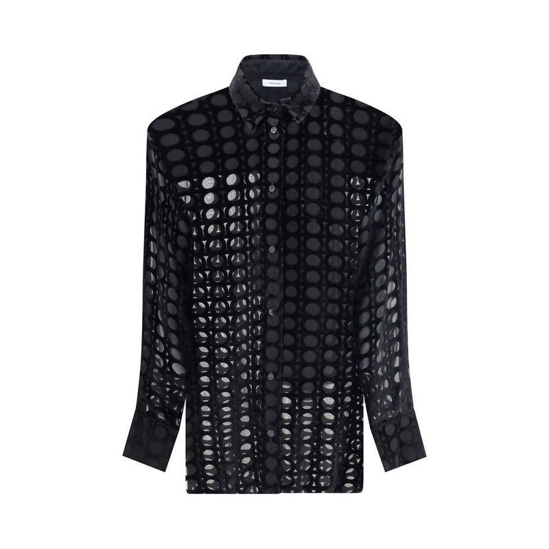 Ferragamo Black Silk Pattern Shirt