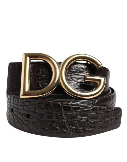 Dolce & Gabbana Black Exotic Leather DG Logo Buckle Belt - ClickThatClicks 
