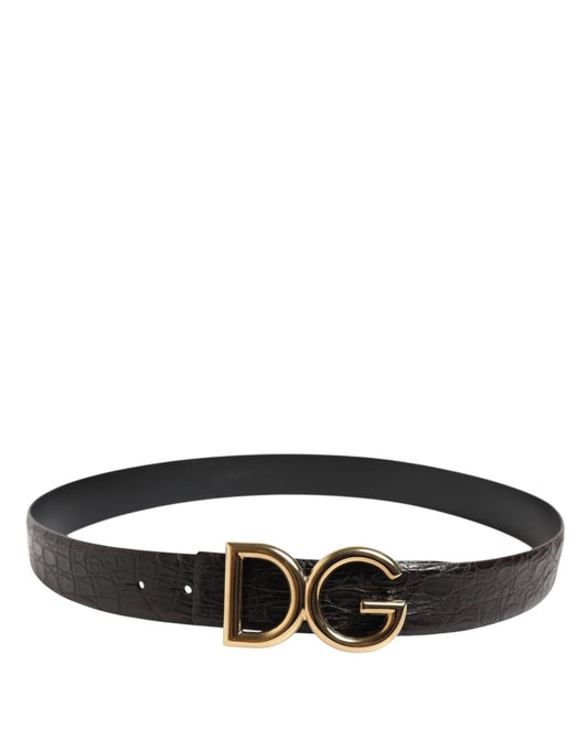 Dolce & Gabbana Black Exotic Leather DG Logo Buckle Belt - ClickThatClicks 
