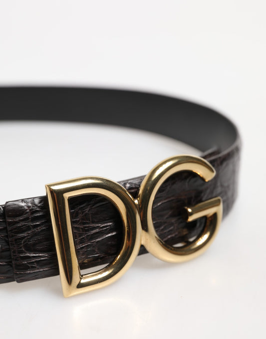Dolce & Gabbana Black Exotic Leather DG Logo Buckle Belt - ClickThatClicks 