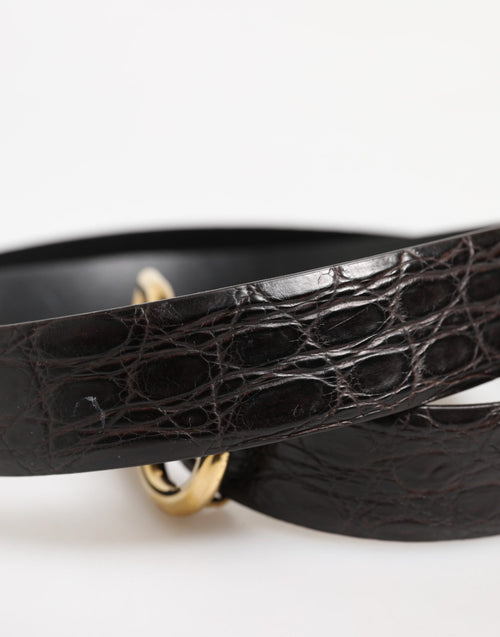 Dolce & Gabbana Black Exotic Leather DG Logo Buckle Belt - ClickThatClicks 