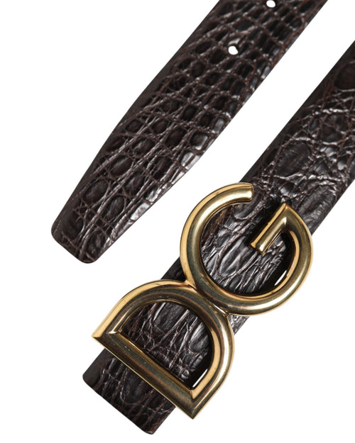 Dolce & Gabbana Black Exotic Leather DG Logo Buckle Belt - ClickThatClicks 