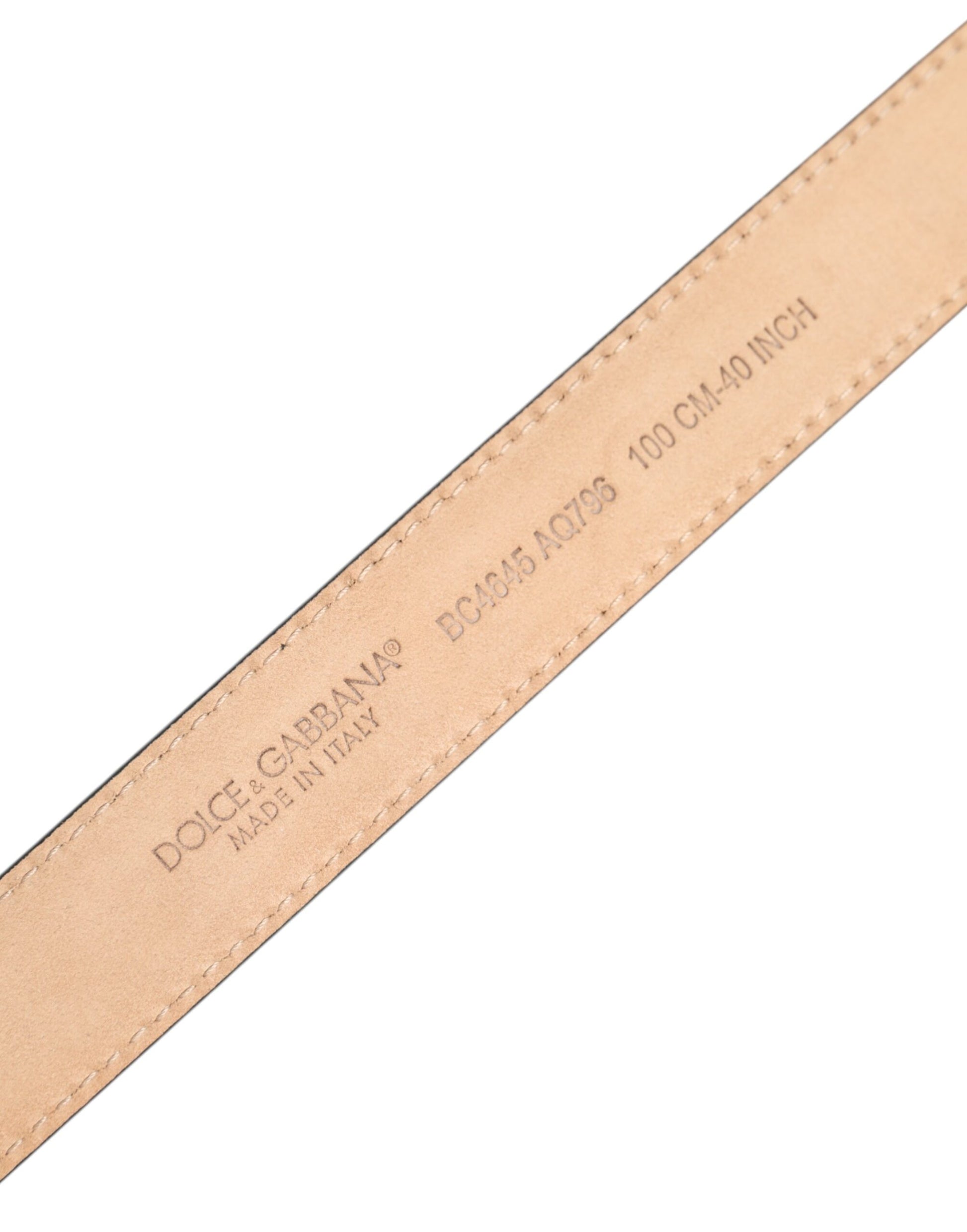 Dolce & Gabbana Metallic Leather Silver Tone Logo Buckle Belt - ClickThatClicks 