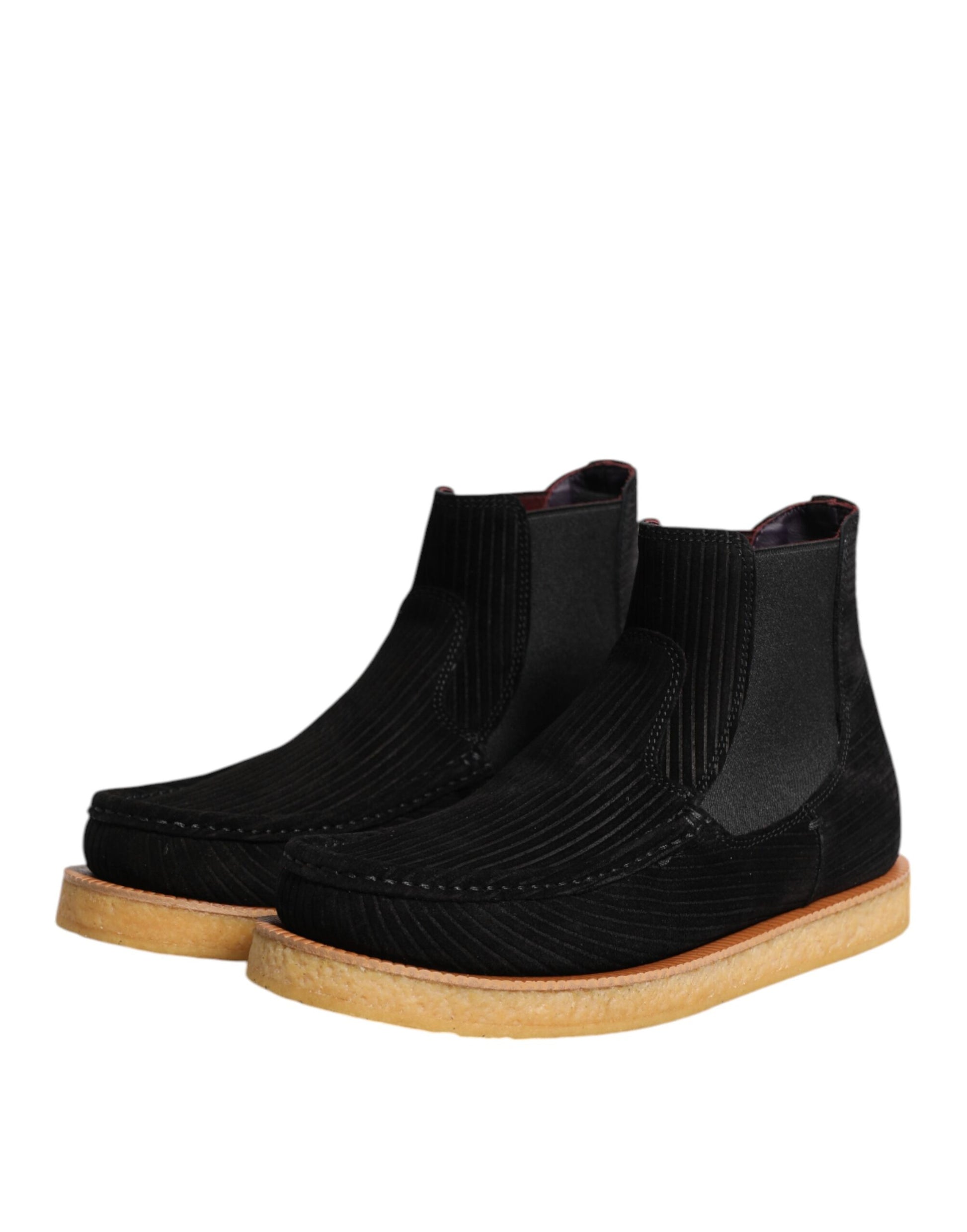 Dolce & Gabbana Black Calf Suede Slip On Ankle Boots Shoes - ClickThatClicks 